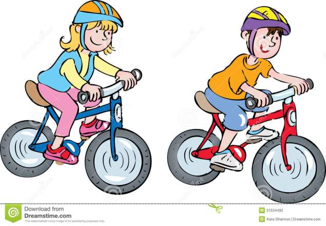 two-kids-bikes-cartoon-children-wearing-crash-helmets-riding-their-51534492